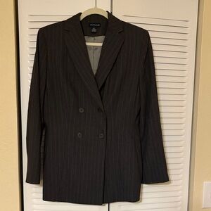 Ann Taylor Charcoal Pinstripe Double-Breasted Blazer